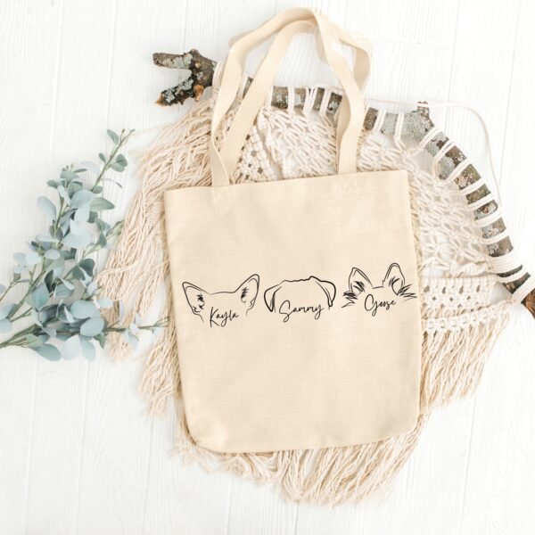 Custom Pet Ears | Cotton Canvas Tote Bag