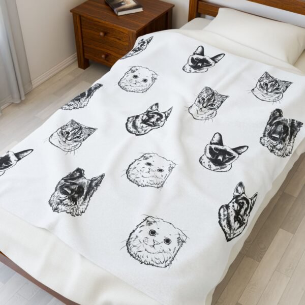 Custom Pet Scketches - Velveteen Plush Blanket 50x60"